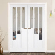 Coventry White Primed 6 Glazed Clear Light Panels Pair Interior Doors - All Sizes - Doors