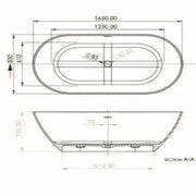 Cusco Luxury Freestanding Double Ended Bath - 1650mm x 830mm - Bathrooms