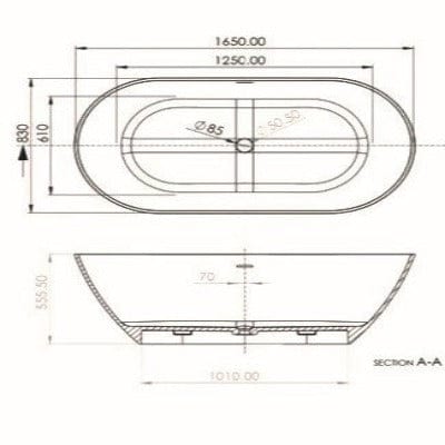 Cusco Luxury Freestanding Double Ended Bath - 1650mm x 830mm - Bathrooms