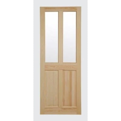 Victorian 4 Panel Clear Pine Glazed Unfinished Internal Door - All Sizes - Doors
