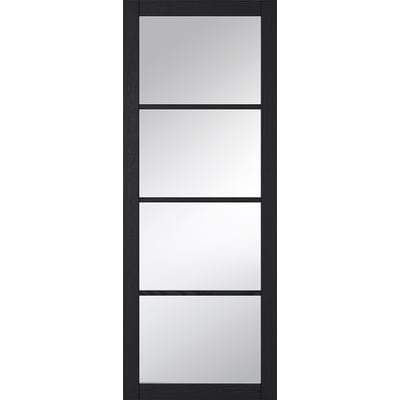 Soho Dark Charcoal 4 Glazed Clear Light Panels Pre-Finished Internal Door - 1981mm x 838mm -