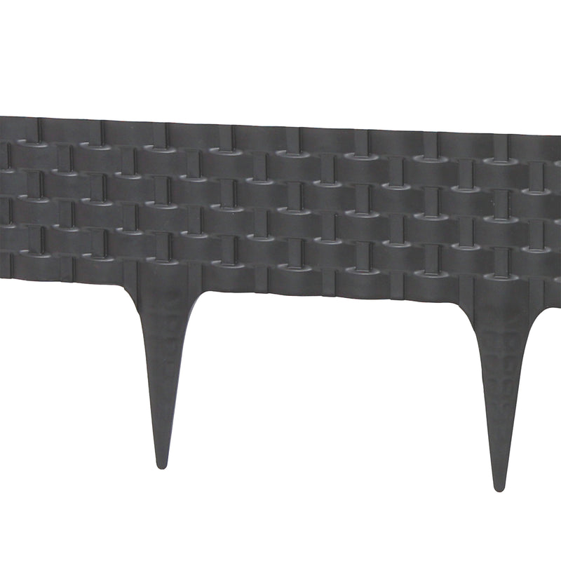 Lawn Edging, Plastic Palisade Rattan Effect, 2.4m, Deep Grey - Home & Garden > Lawn & Garden Garden tools & Accesories