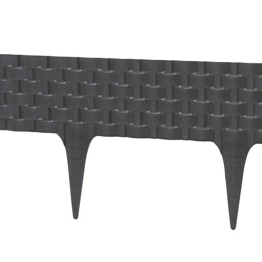 Lawn Edging, Plastic Palisade Rattan Effect, 2.4m, Deep Grey - Home & Garden > Lawn & Garden Garden tools & Accesories
