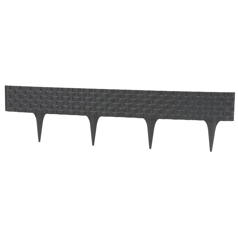Lawn Edging, Plastic Palisade Rattan Effect, 2.4m, Deep Grey - Home & Garden > Lawn & Garden Garden tools & Accesories