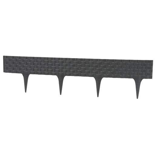 Lawn Edging, Plastic Palisade Rattan Effect, 2.4m, Deep Grey - Home & Garden > Lawn & Garden Garden tools & Accesories