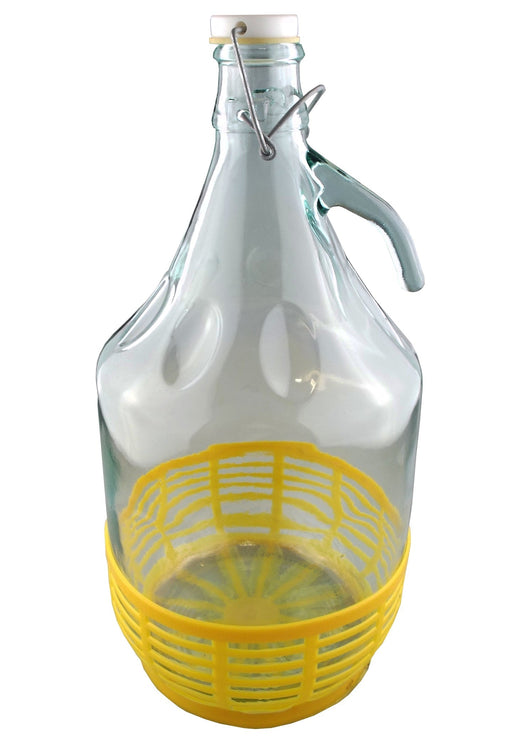 Glass Demijohn 5L With Swing Top Cap & Yellow Protective Basket - Arts & Entertainment > Hobbies & Creative Arts > Homebrewing & Winemaking Supplies Costwise Home Brewing