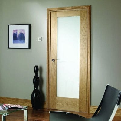 Pattern 10 Pre-Finished Internal Oak Door with Obscure Glass - All Sizes - Hardware > Building Materials > Doors