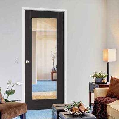 Deiz Charcoal Black Pre-Finished 1 Glazed Clear Light Panel Interior Door - All Sizes - Doors