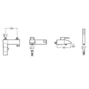 Thesis Chrome Wall Mounted Bath Shower Mixer Kit - Bathrooms