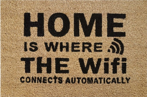 Doormat 60cm x 40cm - 'Home Is Where The WiFi Connects Automatically' - Absorbent Coir Mat for Indoor/Outdoor - Home & Garden > Decor > Door Mats Garden watering