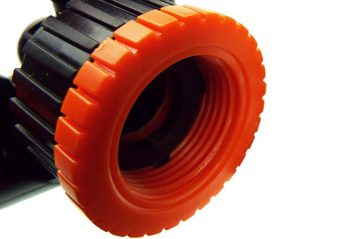 Two Way Tap Splitter Orange/Black with Valves - Home & Garden > Lawn & Garden Garden watering