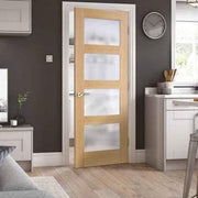 Oak Shaker 4 Clear Light Panel Un-Finished Internal Door - 2040mm x 626mm -