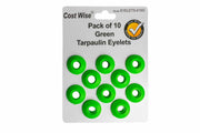 Tarp Eyelets Pack of 10 Green - Hardware > Hardware Accessories > Tarps Tarpaulins