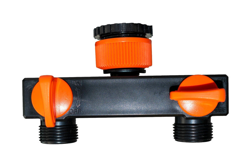 2 Way Tap Splitter PP with Valves and Snap-On Male Connectors - Home & Garden > Lawn & Garden Garden watering
