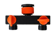 2 Way Tap Splitter PP with Valves and Snap-On Male Connectors - Home & Garden > Lawn & Garden Garden watering