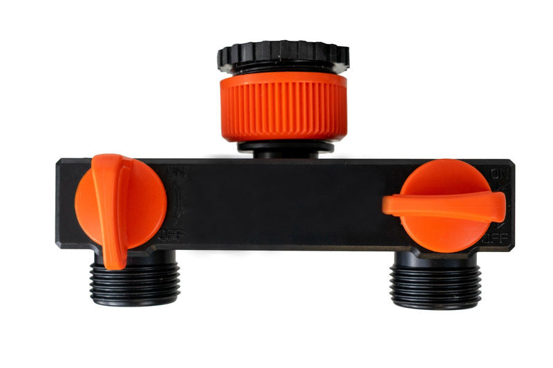 2 Way Tap Splitter PP with Valves and Snap-On Male Connectors - Home & Garden > Lawn & Garden Garden watering