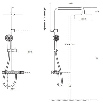 Loft Chrome Shower Mixer Column With Kit - Bathrooms