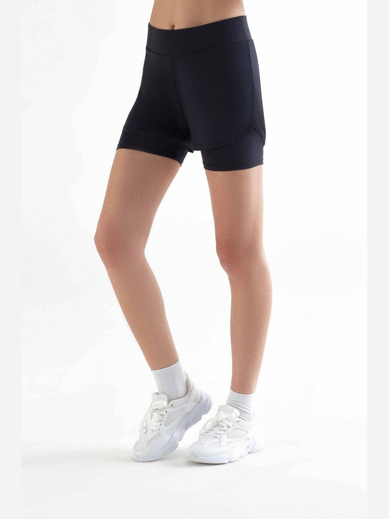 Recycled Double Layer Sports Shorts: Womens
