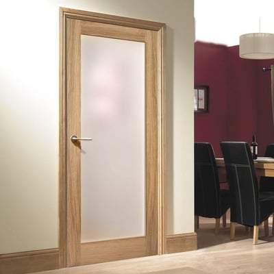 Oak Pattern 10 - 1 Glazed Frosted Light Panel Un-Finished Internal Door - 1981mm x 762mm -