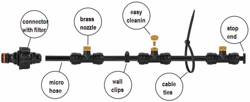 Garden Water Mist Kit, Black/Orange, 7.5m - Home & Garden > Lawn & Garden Garden watering
