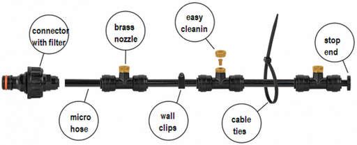 Garden Water Mist Kit, Black/Orange, 7.5m - Home & Garden > Lawn & Garden Garden watering