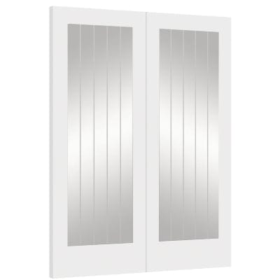 White framed glass doors with a white background