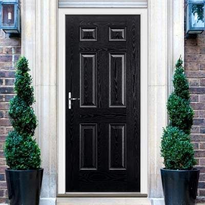 Colonial Black GRP Pre-Finished 6 Panel External Door - 1981mm x 838mm -