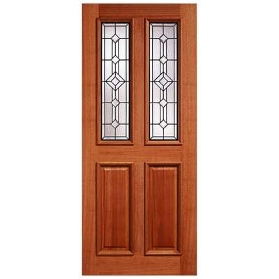 Derby Hardwood M&T 2 Double Glazed Lead Light Panels External Door - All Sizes - Doors