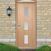 Copenhagen Oak Unfinished 3 Double Glazed Frosted Light Panels External Door - 1981mm x 762mm -