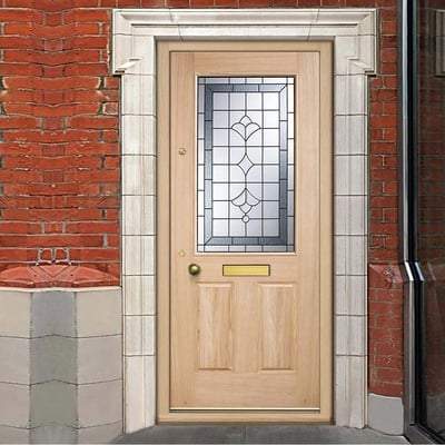 Winchester Oak Unfinished 1 Part Obscure Double Glazed Light Panel External Door - 2032mm x 813mm -