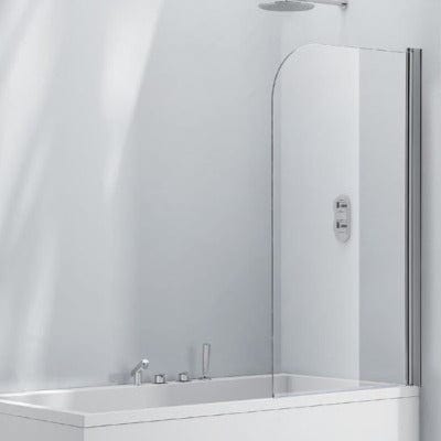 Aquaglass 6mm Single Panel Bath Screen with Curved Rise & Fall Design - 1400mm x 800mm - Bathrooms