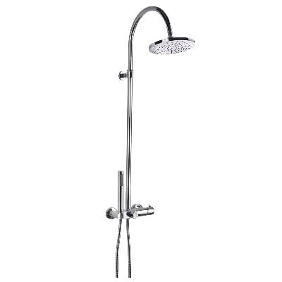 Fusion Chrome Thermostatic Shower Column w/ Diverter and Shower Head - Bathrooms