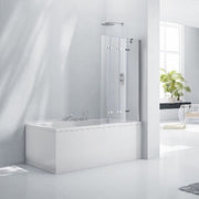 Aquaglass 6mm Frameless Bath Screen with 4 Folding Panels - 1500mm x 965mm - Bathrooms