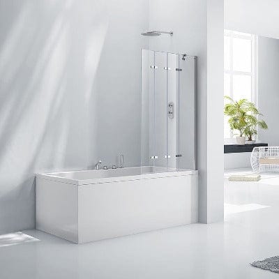 Aquaglass 6mm Frameless Bath Screen with 4 Folding Panels - 1500mm x 965mm - Bathrooms