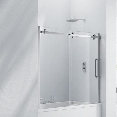 Aquaglass 8mm Frameless 2-Panel Sliding Bath Screen - 1500 x 1700mm - Bathrooms