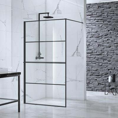 Velar+ Straight Frame Walk-in Panel w/ Towel Rail and Stabilising Bar - Bathrooms