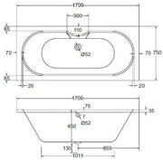 Luna Double Ended Bath - All Sizes - Bathrooms