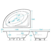 Orlah Offset Corner Bath - 1500 x 1040mm - Bathrooms