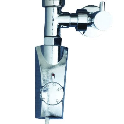 Chrome shower valve on a white background