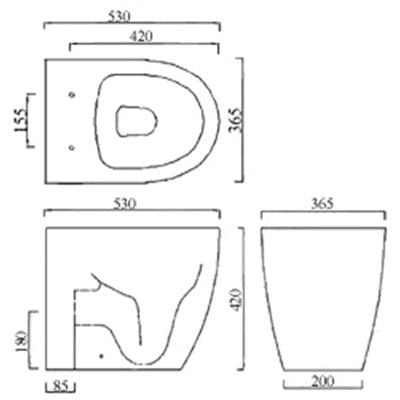 Emme Back to Wall Toilet (suitable for concealed cisterns) - Bathrooms