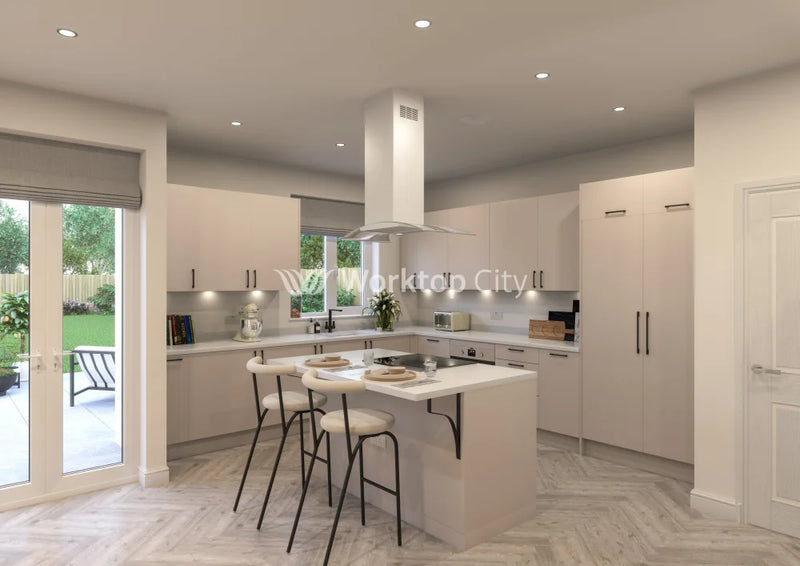 Fenton Painted (Laser Edged) Slab Cashmere- Replacement Kitchen Doors SAMPLE PRODUCTS -