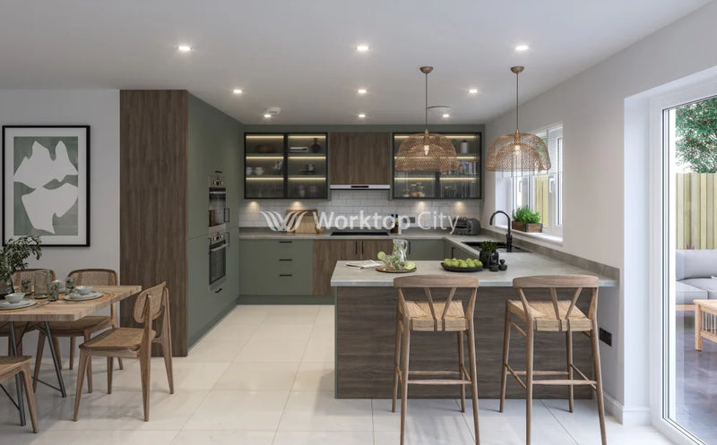 Fenton Painted (Laser Edged) Slab Reed Green- Replacement Kitchen Doors SAMPLE PRODUCTS -