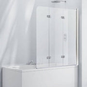 Aquaglass 6mm Frameless Bath Screen with 3 Folding Panels - 1400 x 1200mm - Bathrooms