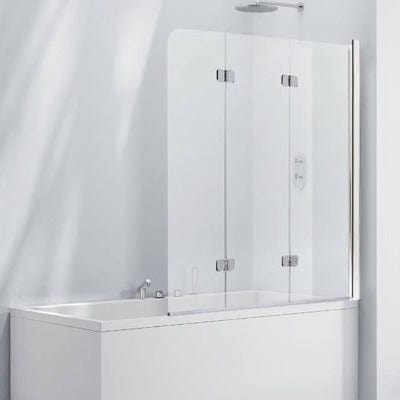 Aquaglass 6mm Frameless Bath Screen with 3 Folding Panels - 1400 x 1200mm - Bathrooms