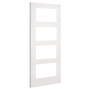 White door with a glass panel on a white background