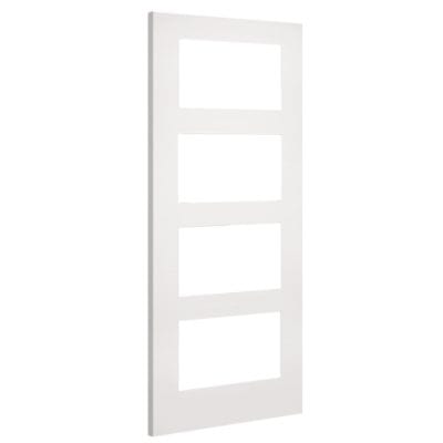 White door with a glass panel on a white background