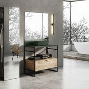 Indus Freestanding Vanity Frame with 1 Drawer Incl Worktop and Forest Green Basin - All Sizes - Bathrooms