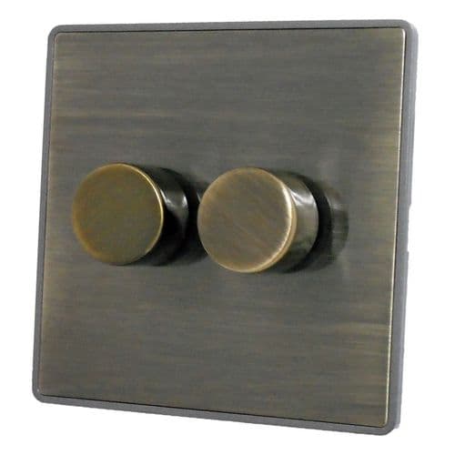 Caradok Screwless Premium Vintage Brass Metal 2 Gang Dimmer Switch - Caradok - Screwless Vintage Brass