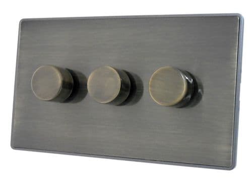 Caradok Screwless Premium Vintage Brass Metal 3 Gang Dimmer Switch - Caradok - Screwless Vintage Brass