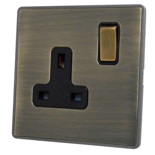 Caradok Screwless Premium Vintage Brass Metal 1 Gang 13A Switched Plug Socket - Caradok - Screwless Vintage Brass